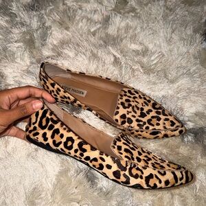 Steve Madden Leopard-Print Pointed Flats - Tan & Black